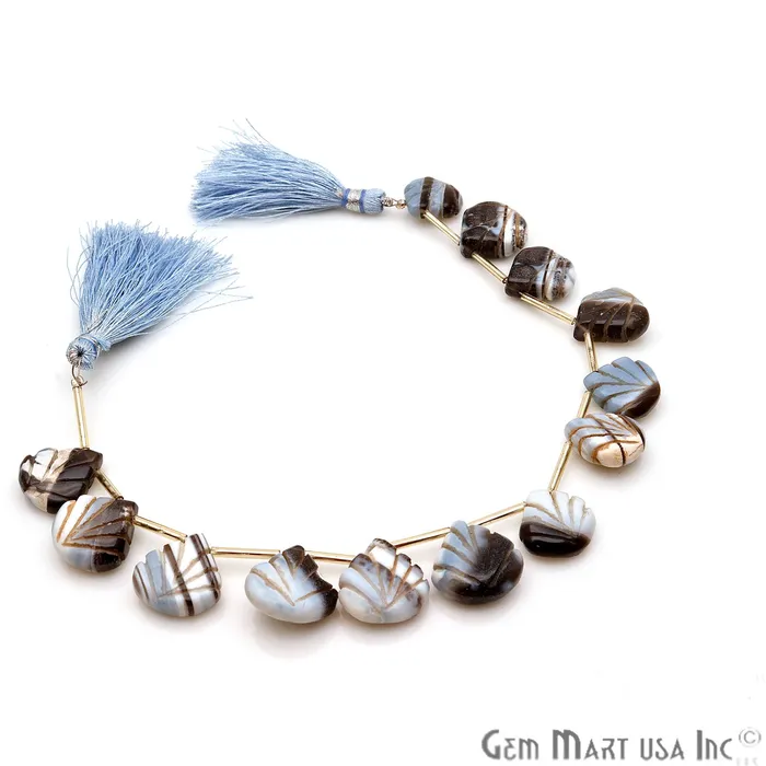 GemMartUSA Necklaces Opal Heart Beads 8 Inch Gemstone Strands Drilled Strung Briolette Beads Heart Shape 17mm