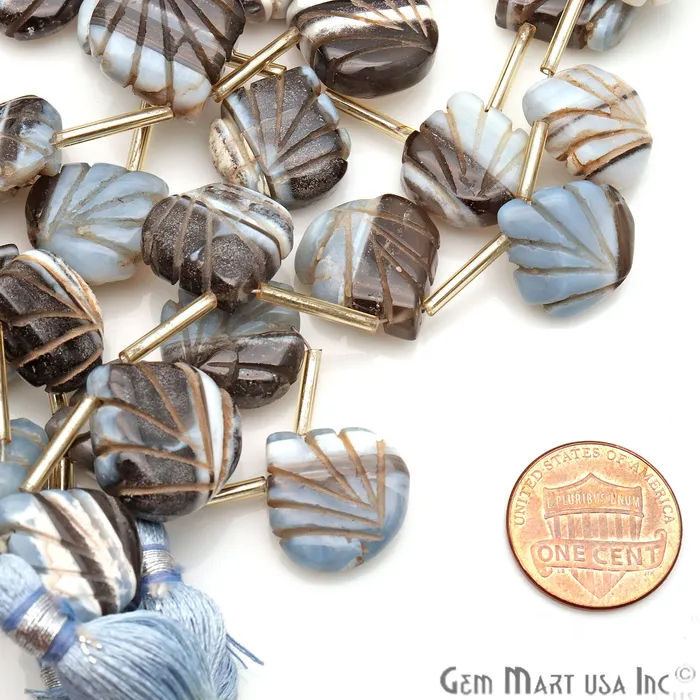 GemMartUSA Necklaces Opal Heart Beads 8 Inch Gemstone Strands Drilled Strung Briolette Beads Heart Shape 17mm