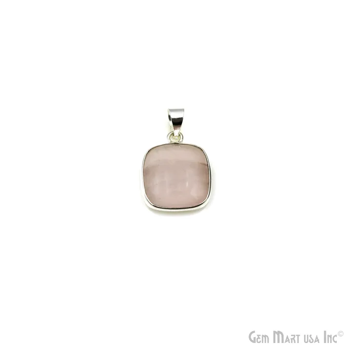GemMartUSA Necklaces Rose Quartz Gemstone Rectangle 25x19mm Sterling Silver Necklace Pendant 1PC GemMartUSA Necklaces Rose Quartz Gemstone Rectangle 25x19mm Sterling Silver Necklace Pendant 1PC