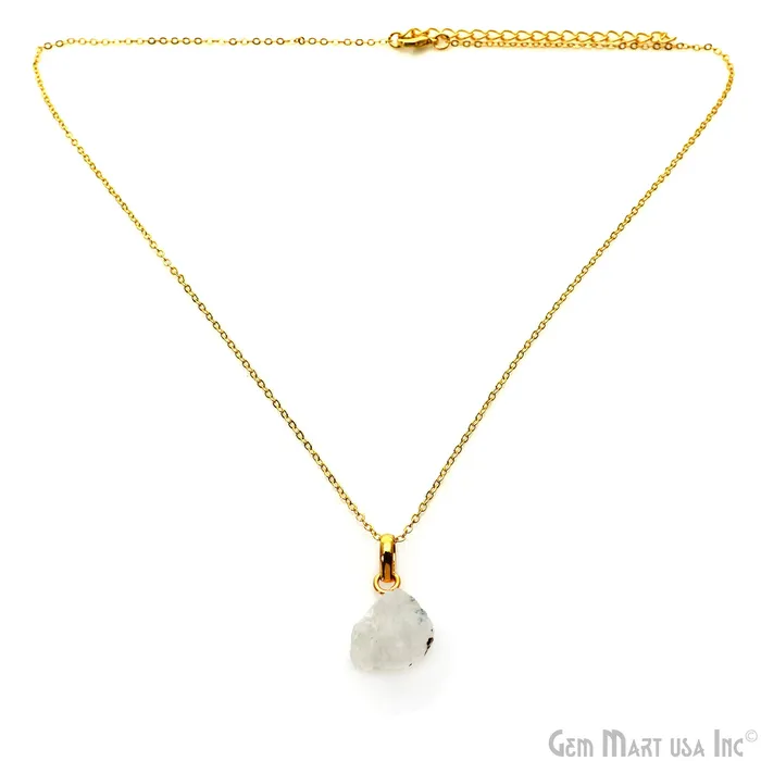 GemMartUSA Necklaces Rough Gemstone 16x11mm Gold Plated Necklace Chain 18 Inch GemMartUSA Necklaces Rough Gemstone 16x11mm Gold Plated Necklace Chain 18 Inch