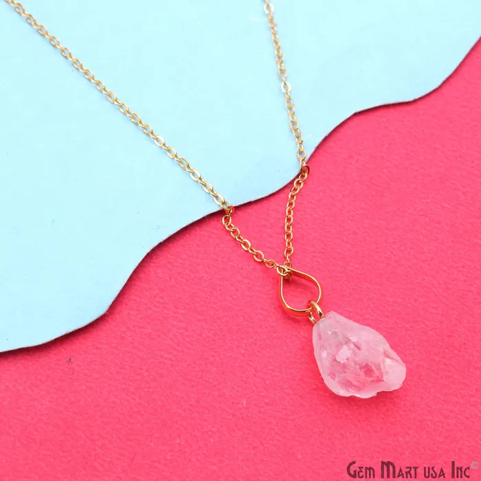 GemMartUSA Necklaces Rough Gemstone 16x11mm Gold Plated Necklace Chain 18 Inch GemMartUSA Necklaces Rough Gemstone 16x11mm Gold Plated Necklace Chain 18 Inch