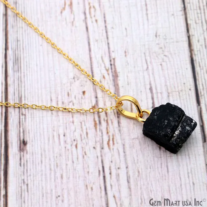 GemMartUSA Necklaces Rough Gemstone 16x11mm Gold Plated Necklace Chain 18 Inch GemMartUSA Necklaces Rough Gemstone 16x11mm Gold Plated Necklace Chain 18 Inch