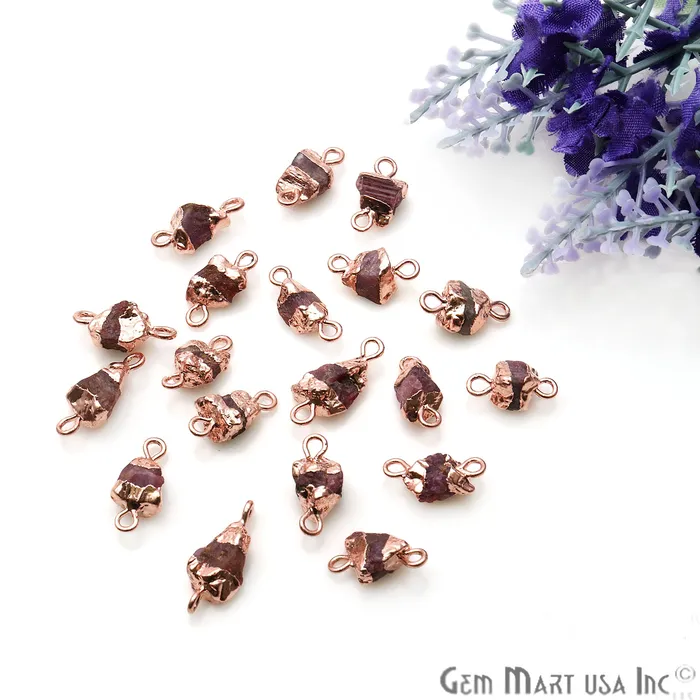 GemmartUSA Necklaces Rough Ruby Organic 14x6mm Rose Gold Electroplated Pendant Double Bail Connector GemmartUSA Necklaces Rough Ruby Organic 14x6mm Rose Gold Electroplated Pendant Double Bail Connector