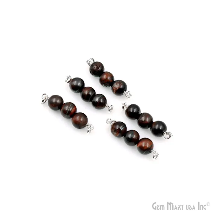 GemMartUSA Necklaces Round Gemstone Three Beads Silver Wire Wrapped Bar Pendant Connector GemMartUSA Necklaces Round Gemstone Three Beads Silver Wire Wrapped Bar Pendant Connector