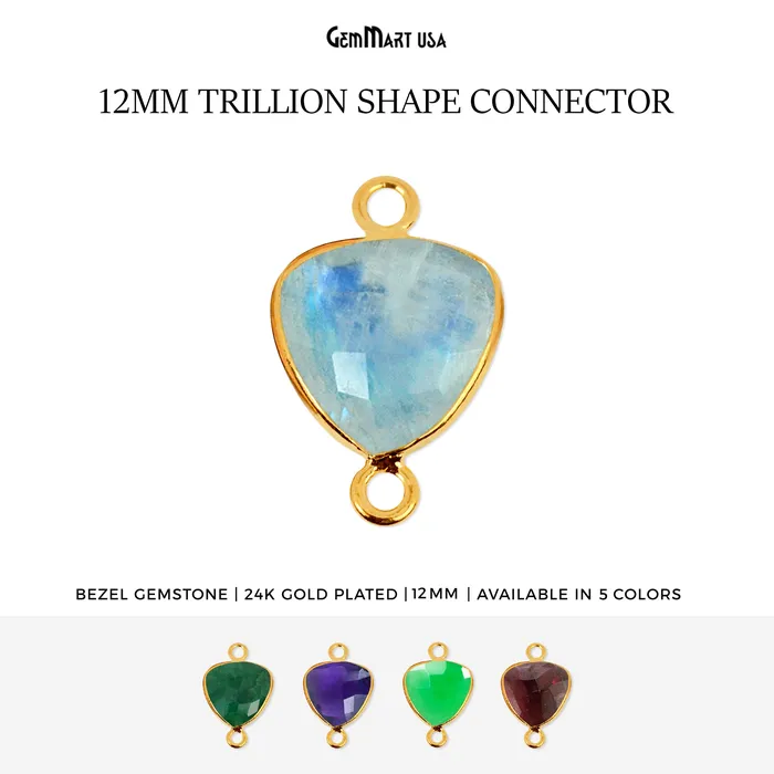 GemMartUSA PreStyled Sets Trillion 12mm Gold Bezel Double Bail Gemstone Connector GemMartUSA PreStyled Sets Trillion 12mm Gold Bezel Double Bail Gemstone Connector