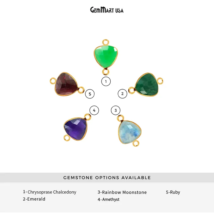 GemMartUSA PreStyled Sets Trillion 12mm Gold Bezel Double Bail Gemstone Connector GemMartUSA PreStyled Sets Trillion 12mm Gold Bezel Double Bail Gemstone Connector