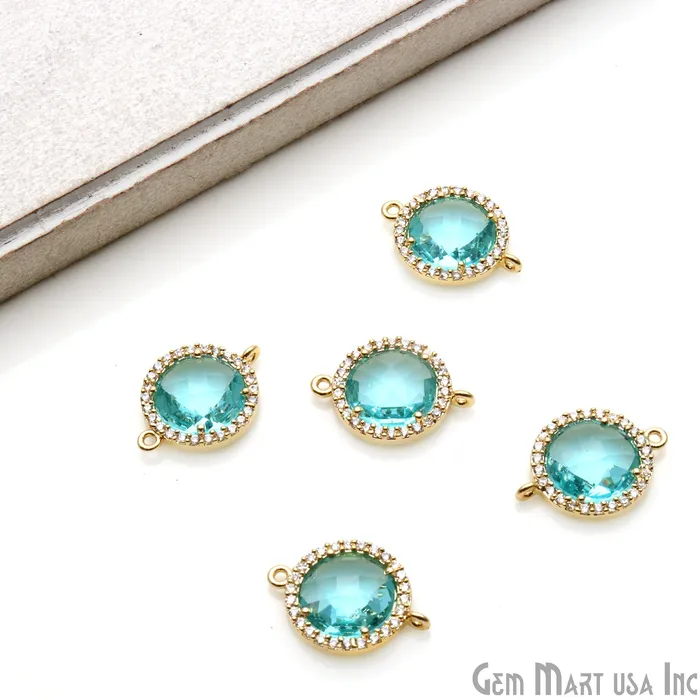 GemmartUSA Rings Round 10mm Gold Prong Setting Cubic Zircon Pave Connectors Pick Stone GemmartUSA Rings Round 10mm Gold Prong Setting Cubic Zircon Pave Connectors Pick Stone