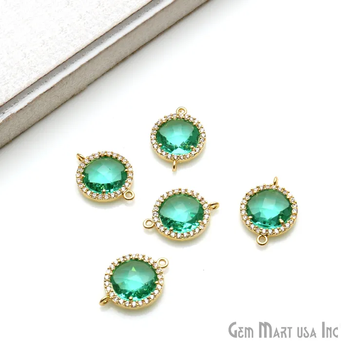GemmartUSA Rings Round 10mm Gold Prong Setting Cubic Zircon Pave Connectors Pick Stone GemmartUSA Rings Round 10mm Gold Prong Setting Cubic Zircon Pave Connectors Pick Stone