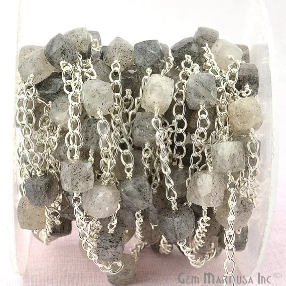 GemmartUSA Rutilated Beads Chain Silver Plated Wire Wrapped Rosary Chain Necklaces GemmartUSA Rutilated Beads Chain Silver Plated Wire Wrapped Rosary Chain Necklaces
