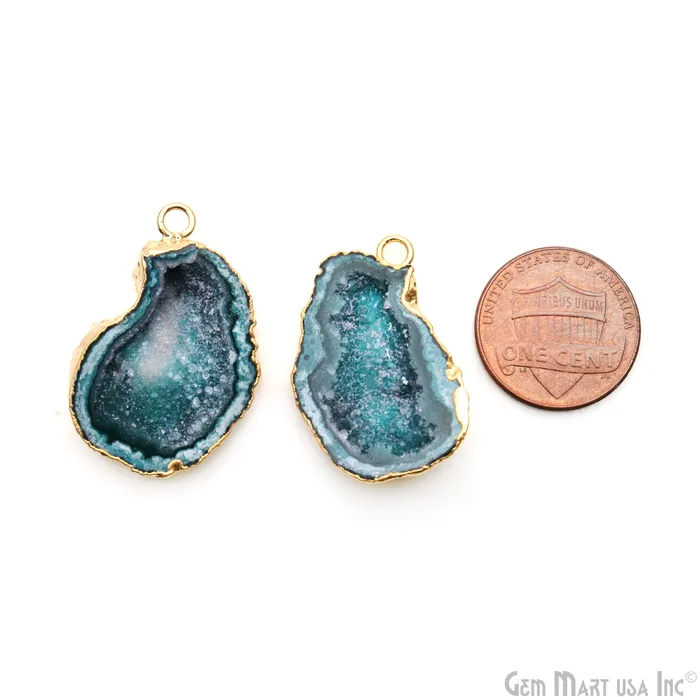 Geode Druzy 31x21mm Organic Silver Electroplated Single Bail Gemstone Earring Connector 1 Pair GemMartUSA Earrings Geode Druzy 31x21mm Organic Silver Electroplated Single Bail Gemstone Earring Connector 1 Pair GemMartUSA Earrings