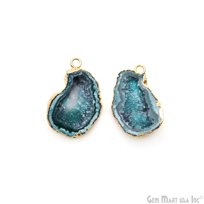 Geode Druzy 31x21mm Organic Silver Electroplated Single Bail Gemstone Earring Connector 1 Pair GemMartUSA Earrings Geode Druzy 31x21mm Organic Silver Electroplated Single Bail Gemstone Earring Connector 1 Pair GemMartUSA Earrings