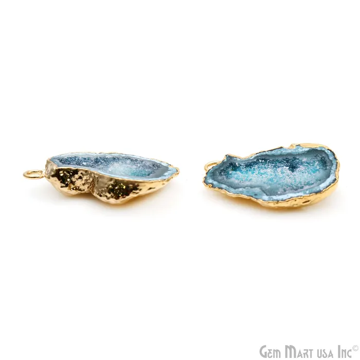Geode Druzy 31x21mm Organic Silver Electroplated Single Bail Gemstone Earring Connector 1 Pair GemMartUSA Earrings Geode Druzy 31x21mm Organic Silver Electroplated Single Bail Gemstone Earring Connector 1 Pair GemMartUSA Earrings