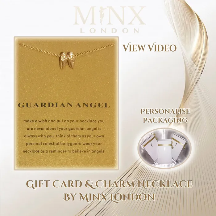 Gold Angel Wings Necklace Pendant with Gift Card by Minx London Guardian Angel pendant charms valentines gift card personalised Minx London Necklaces Gold Angel Wings Necklace Pendant with Gift Card by Minx London Guardian Angel pendant charms valentines gift card personalised Minx London Necklaces