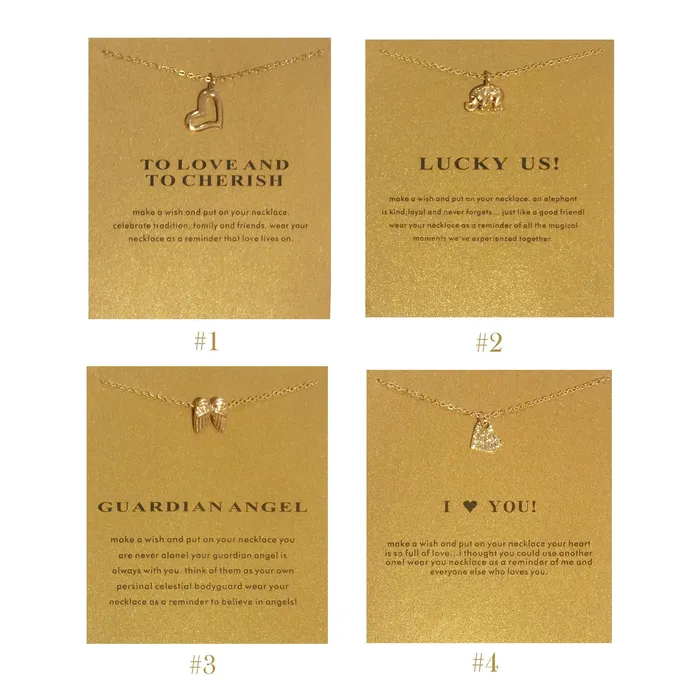 Gold Angel Wings Necklace Pendant with Gift Card by Minx London Guardian Angel pendant charms valentines gift card personalised Minx London Necklaces