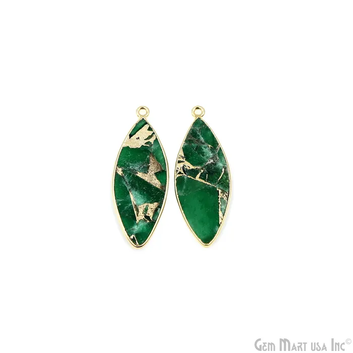 Green Mohave 36x13mm Gold Plated Single Bail Earring Connector 1 Pair GemMartUSA Earrings Green Mohave 36x13mm Gold Plated Single Bail Earring Connector 1 Pair GemMartUSA Earrings