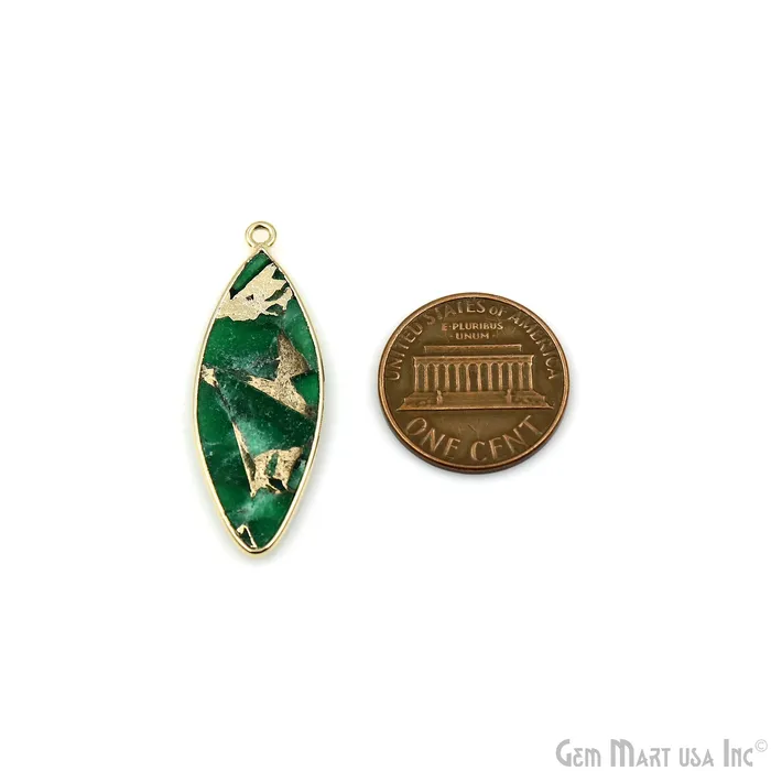 Green Mohave 36x13mm Gold Plated Single Bail Earring Connector 1 Pair GemMartUSA Earrings Green Mohave 36x13mm Gold Plated Single Bail Earring Connector 1 Pair GemMartUSA Earrings