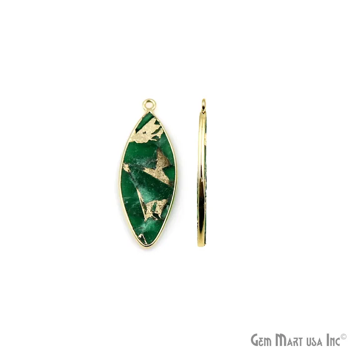 Green Mohave 36x13mm Gold Plated Single Bail Earring Connector 1 Pair GemMartUSA Earrings Green Mohave 36x13mm Gold Plated Single Bail Earring Connector 1 Pair GemMartUSA Earrings