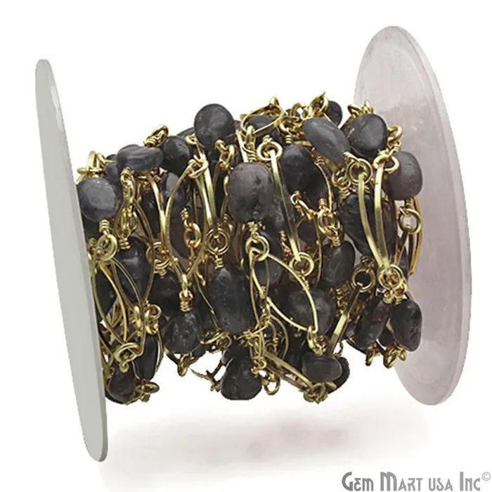 Iolite Gold Plated Marquise Finding Rosary Chain GemMartUSA PreStyled Sets