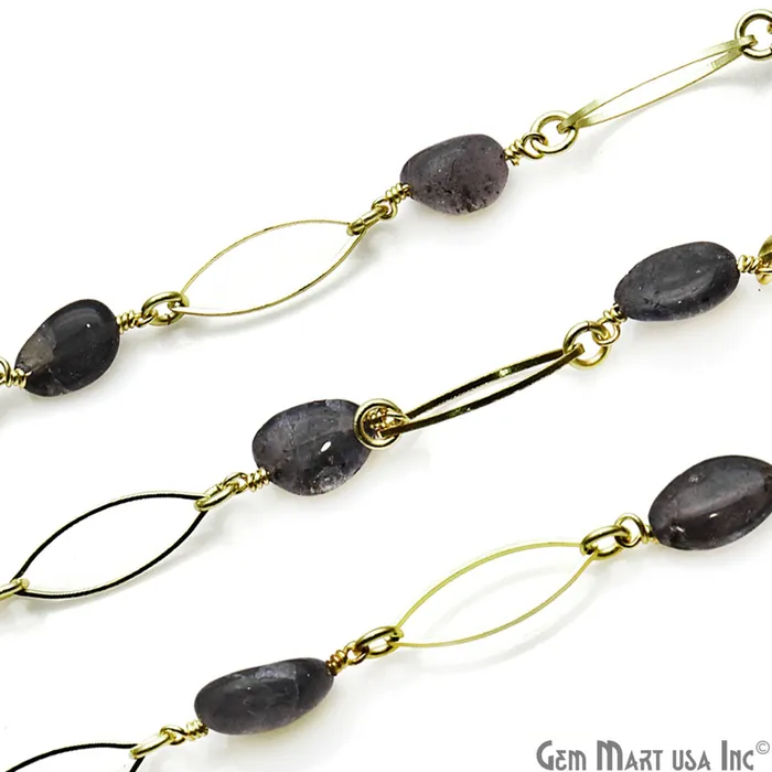 Iolite Gold Plated Marquise Finding Rosary Chain GemMartUSA PreStyled Sets Iolite Gold Plated Marquise Finding Rosary Chain GemMartUSA PreStyled Sets