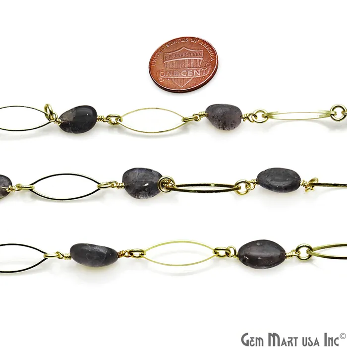 Iolite Gold Plated Marquise Finding Rosary Chain GemMartUSA PreStyled Sets Iolite Gold Plated Marquise Finding Rosary Chain GemMartUSA PreStyled Sets