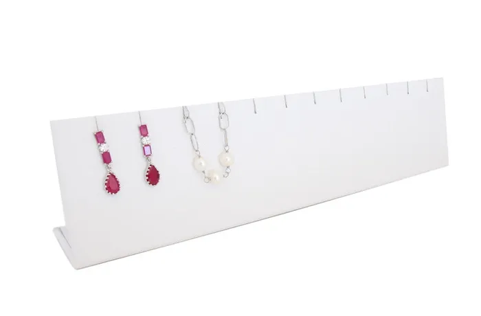 JPIDisplay Necklaces 12 x1 34x 2 34 White Leather earrings and necklace Display JPIDisplay Necklaces 12 x1 34x 2 34 White Leather earrings and necklace Display