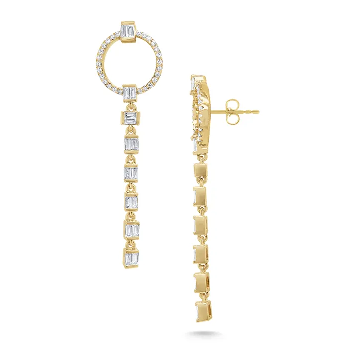 KC Designs 14k Yellow Gold Diamond Circle Baguette Drop Dangle Earrings I8281 Earrings KC Designs 14k Yellow Gold Diamond Circle Baguette Drop Dangle Earrings I8281 Earrings