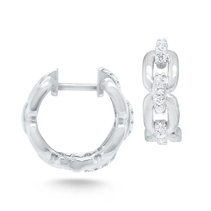 KC Designs Earrings 14k White Gold Diamond Chain Link Hoop Earrings I8292