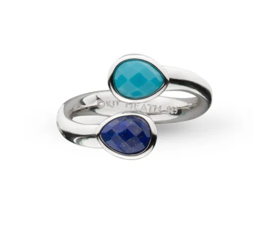 Kit Heath Sterling Silver Rhodium Plated Lapis Magnesite Wraparound Ring Kit Heath Rings Kit Heath Sterling Silver Rhodium Plated Lapis Magnesite Wraparound Ring Kit Heath Rings