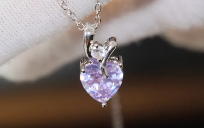 Lab Diamonds London Necklaces Womens Diamond Necklace Purple Diamond Heart Necklace Heart Necklace with Diamonds Diamond Heart Pendant Purple Diamond Necklace