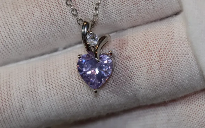 Lab Diamonds London Necklaces Womens Diamond Necklace Purple Diamond Heart Necklace Heart Necklace with Diamonds Diamond Heart Pendant Purple Diamond Necklace