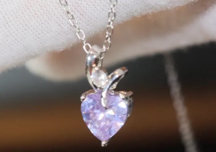 Lab Diamonds London Necklaces Womens Diamond Necklace Purple Diamond Heart Necklace Heart Necklace with Diamonds Diamond Heart Pendant Purple Diamond Necklace
