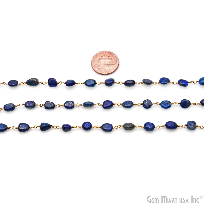 Lapis 8x5mm Tumble Beads Gold Plated Rosary Chain GemMartUSA PreStyled Sets Lapis 8x5mm Tumble Beads Gold Plated Rosary Chain GemMartUSA PreStyled Sets