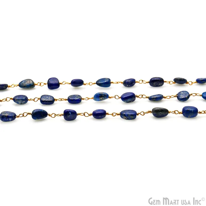 Lapis 8x5mm Tumble Beads Gold Plated Rosary Chain GemMartUSA PreStyled Sets Lapis 8x5mm Tumble Beads Gold Plated Rosary Chain GemMartUSA PreStyled Sets