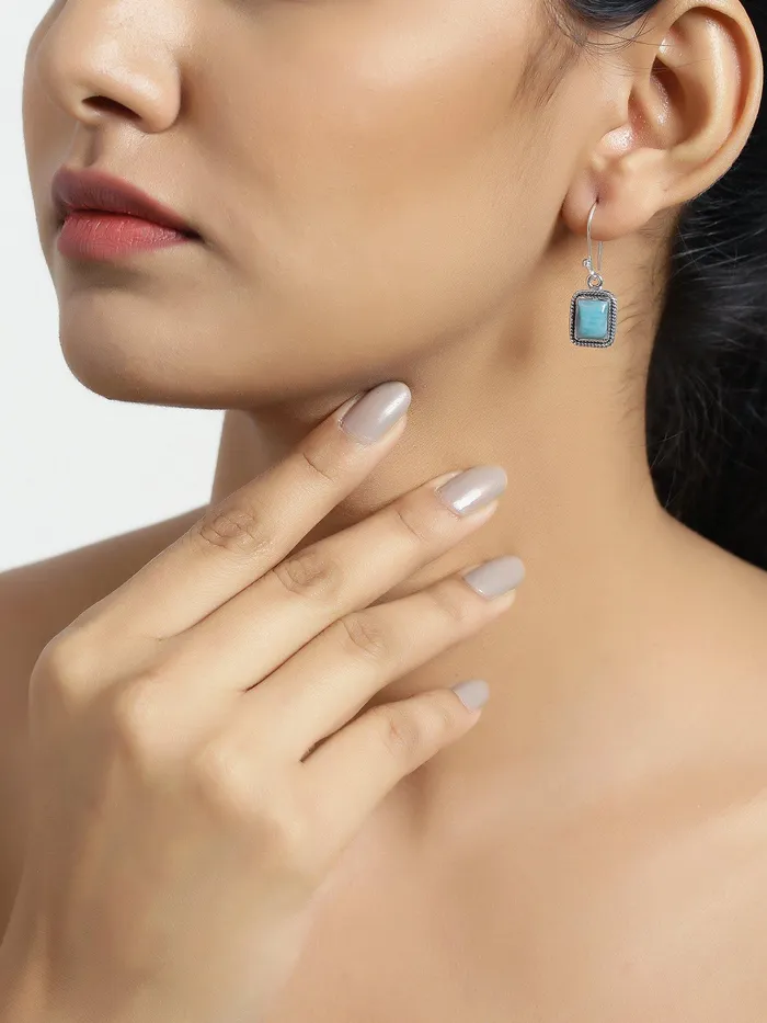 Larimar Solid 925 Sterling Silver Dangle Earrings Jewelry YoTreasure Earrings