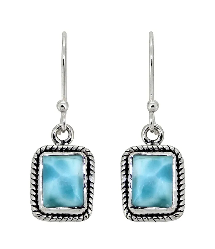 Larimar Solid 925 Sterling Silver Dangle Earrings Jewelry YoTreasure Earrings
