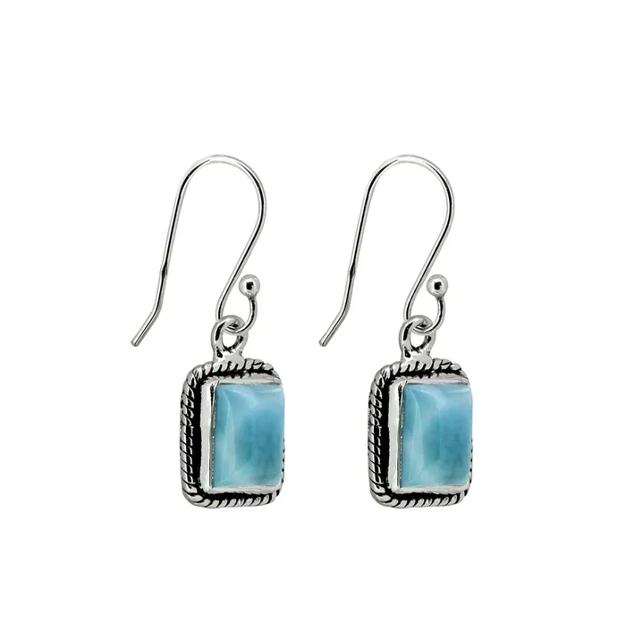 Larimar Solid 925 Sterling Silver Dangle Earrings Jewelry YoTreasure Earrings