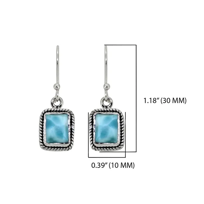 Larimar Solid 925 Sterling Silver Dangle Earrings Jewelry YoTreasure Earrings