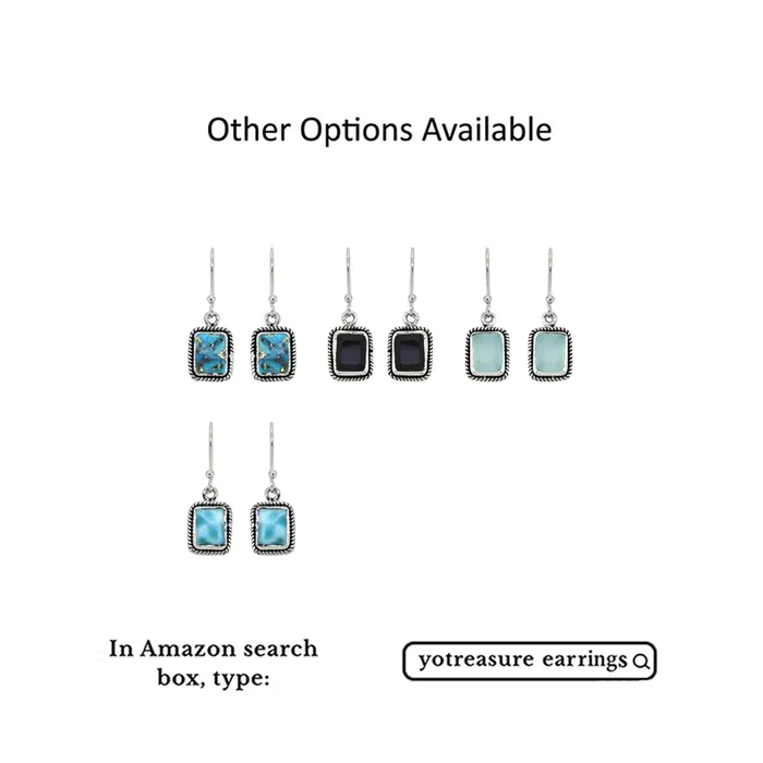 Larimar Solid 925 Sterling Silver Dangle Earrings Jewelry YoTreasure Earrings