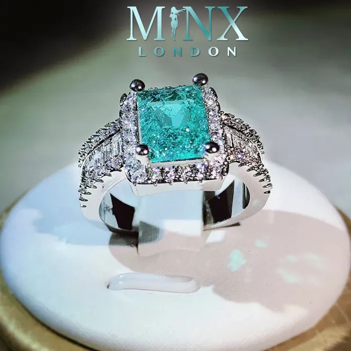 ML Rings Aquamarine Ring Aquamarine Diamond Ring