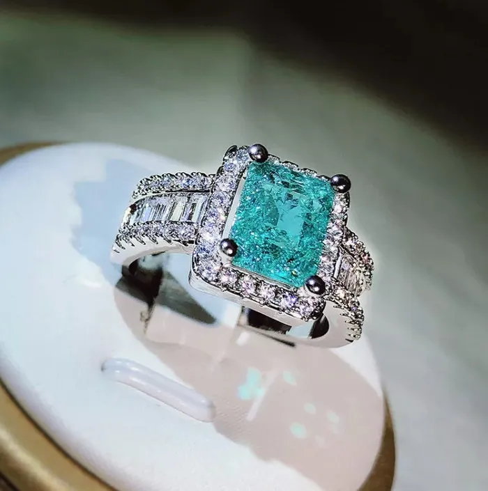 ML Rings Aquamarine Ring Aquamarine Diamond Ring