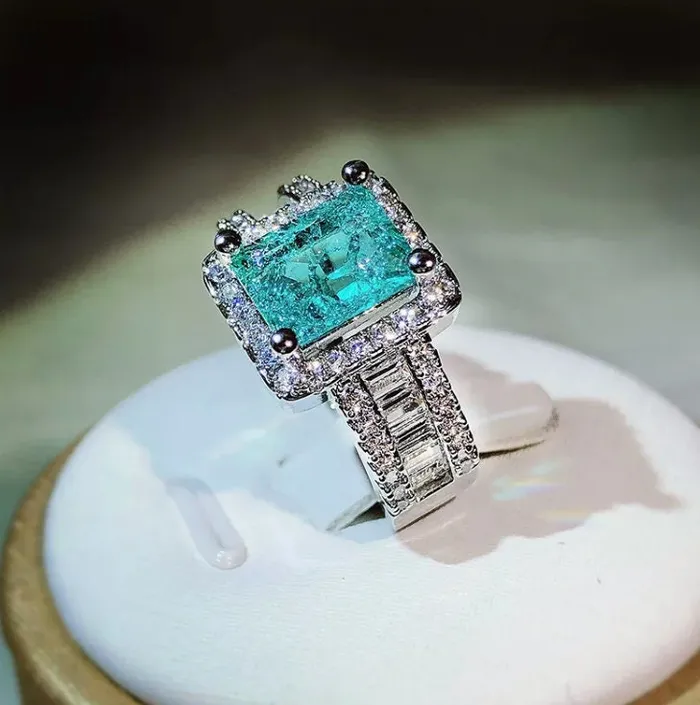 ML Rings Aquamarine Ring Aquamarine Diamond Ring