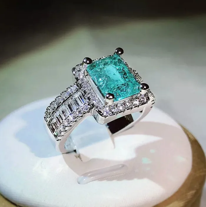 ML Rings Aquamarine Ring Aquamarine Diamond Ring