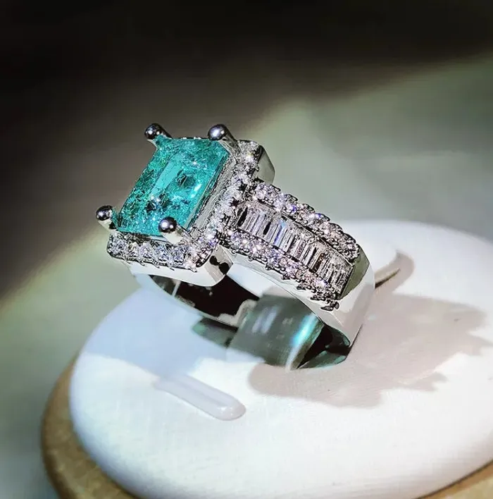 ML Rings Aquamarine Ring Aquamarine Diamond Ring