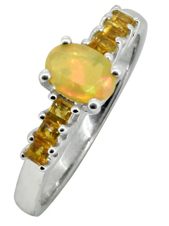 Natural Ethiopian Opal Citrine 925 Sterling Silver Designer Ring YoTreasure Rings Natural Ethiopian Opal Citrine 925 Sterling Silver Designer Ring YoTreasure Rings
