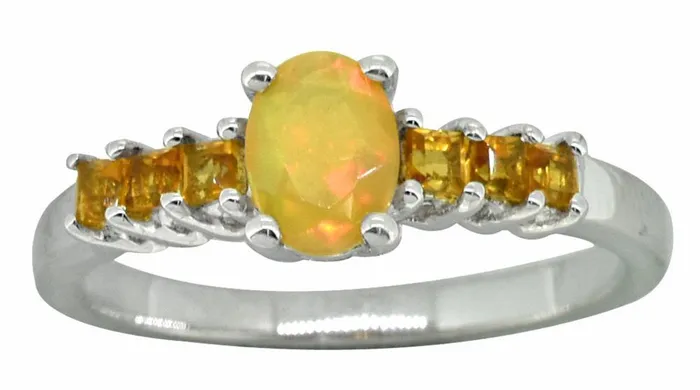 Natural Ethiopian Opal Citrine 925 Sterling Silver Designer Ring YoTreasure Rings Natural Ethiopian Opal Citrine 925 Sterling Silver Designer Ring YoTreasure Rings