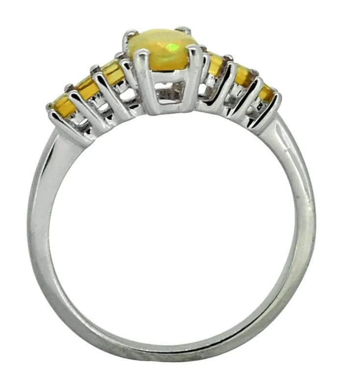 Natural Ethiopian Opal Citrine 925 Sterling Silver Designer Ring YoTreasure Rings Natural Ethiopian Opal Citrine 925 Sterling Silver Designer Ring YoTreasure Rings
