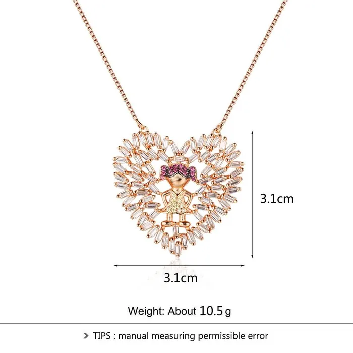 Necklaces 925 Sterling Silver Heart with Cute Girl Pattern Pendant Necklaces Fashion Jewelry for Women customjewelryan
