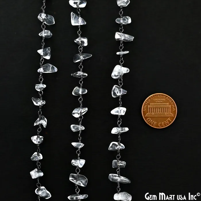 Necklaces Crystal Nugget Chip Beads Silver Wire Wrapped Rosary Chain GemMartUSA
