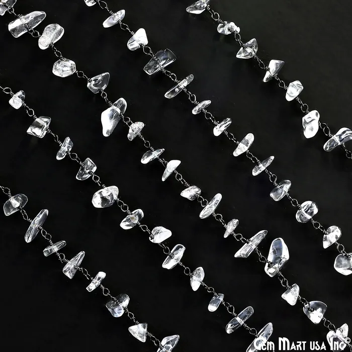 Necklaces Crystal Nugget Chip Beads Silver Wire Wrapped Rosary Chain GemMartUSA