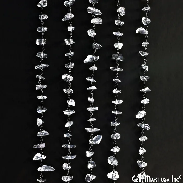 Necklaces Crystal Nugget Chip Beads Silver Wire Wrapped Rosary Chain GemMartUSA